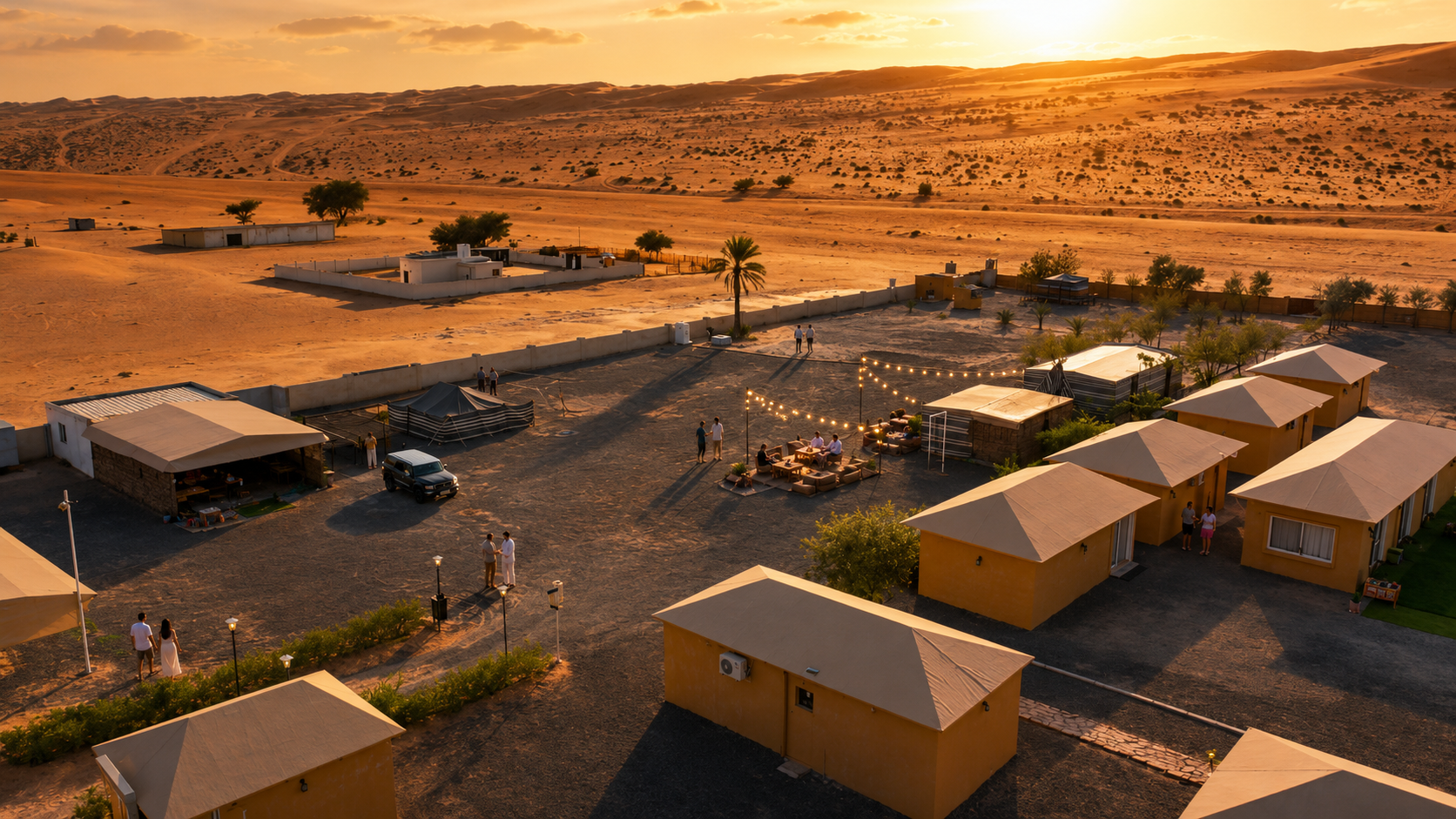 Sand Camp Oman at sunset
